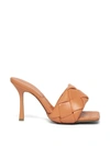 Bottega Veneta 90mm Lido Woven Leather Slide Sandals In Brown