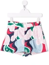 Simonetta Graphic-print Pleated Shorts In Blue