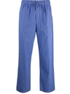 Tekla Verneuil Stripe-pattern Pyjama Trousers In Blue