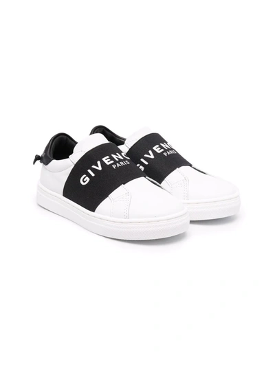 Givenchy Kids' Logo松紧带穿套式板鞋 In White