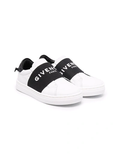 Givenchy Kids' Logo-tape Leather Sneakers In White