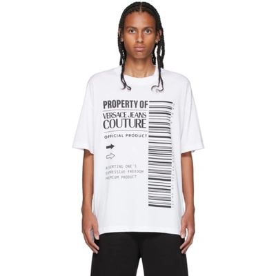 Versace Jeans Couture Logo-print Cotton T-shirt In Bianco