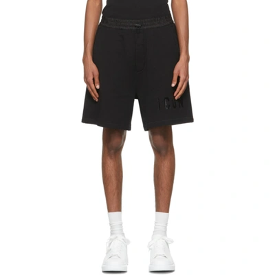 Dsquared2 Icon Print Cotton Jersey Shorts In Black,white,red