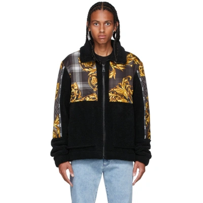 Versace Jeans Couture Black Tartan Baroque Print Jacket