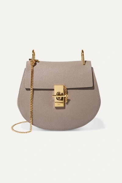 Chloé Drew Small Textured-leather Shoulder Bag In Motty Grey