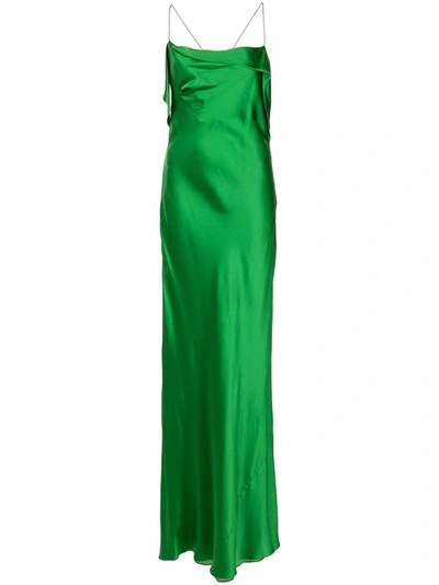 Michelle Mason Bias-cut Silk Gown In Green