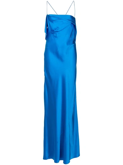 Michelle Mason Bias-cut Silk Gown In Blue