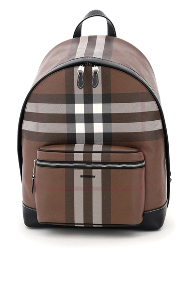 Burberry Jett Tartan Backpack In Brown,white,black