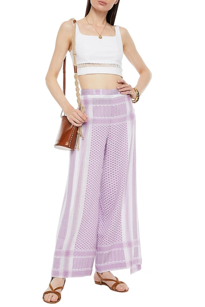 Cecilie Copenhagen Hella Cotton-jacquard Wide-leg Pants In Lilac