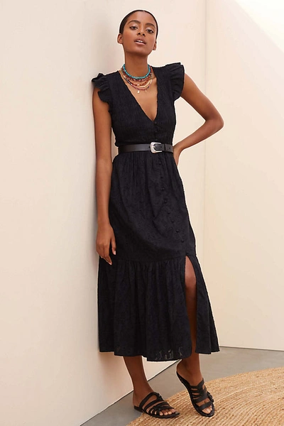 anthropologie black midi dress Lace-Trim Midi Slip Dress by Anthropologie in Black, Size: XL main image 0