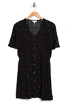 Abound Flutter Sleeve Button Front Dress In Black Cherries