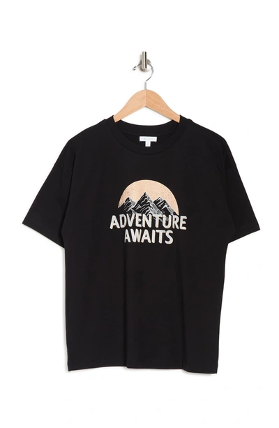 Abound Graphic Crew Neck Oversized T-shirt In Black Adventrue Awaits