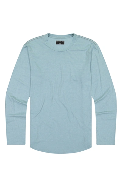 Goodlife Tri-blend Long Sleeve Scallop Crew T-shirt In Cameo Blue