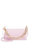 House Of Want H.o.w. We Play Vegan Leather Crossbody Bag In Pink Saffiano W/ Gold