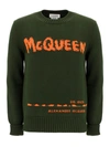 Alexander Mcqueen Graffiti Intarsia-knit Jumper In Khaki