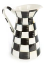 Mackenzie-childs Mackenzie Childs Courtly Check Medium Enameled Steel Practical Pitcher In Black