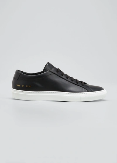 Common Projects Men's Achilles Leather Low-top Sneakers In Black