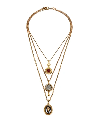 Ben-amun Triple-layered Charm Necklace In Gold