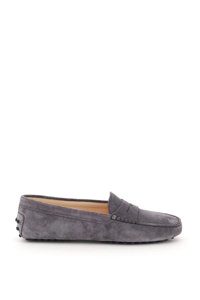 Tod's Gommino Penny Bar Driving Shoes In Grey