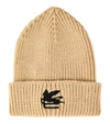 Etro Beanie Hat In Ribbed Wool In 米色