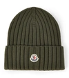 MONCLER RIBBED VIRGIN WOOL BEANIE,P00584232