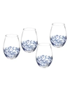 SPODE BLUE ITALIAN STEMLESS GLASSES, SET OF 4,PROD243620053