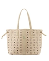 Mcm Liz Reversible Medium Visetos Tote Bag In Beige