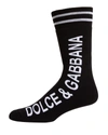 Dolce & Gabbana Vertical Logo Mid-length Socks In Black