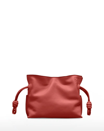Loewe Flamenco Nano Leather Clutch Bag In 7885 Burnt Red