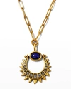 Sequin Sunshine Talisman Swarovski Crystal Necklace In Turq/gold