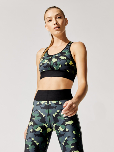 Ultracor Camouflage Cropped Sports Top In Black Deep Lake Print,black