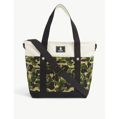 A Bathing Ape Babies' Camo Print Canvas Tote Bag In Green