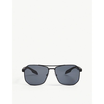 Prada Ps 56ms Square-framed Steel Sunglasses In Black