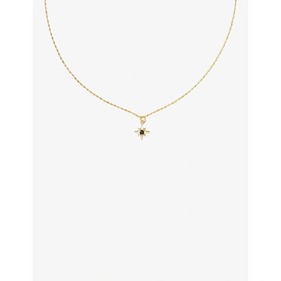 By Nouck Womens Black North Star 16ct Gold-plated Brass And Cubic Zirconia Pendant Necklace
