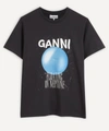 Ganni Floating On Neptune Blue Planet T-shirt In Phantom