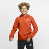 Nike Sportswear Club Big Kids' Pullover Hoodie In Orange,white
