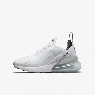 Nike Air Max 270 Big Kids' Shoe In White,black,metallic Silver,pure Violet