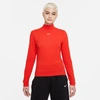 Nike Sportswear Collection Essentials Women's Long-sleeve Mock Top In Chile Red,white