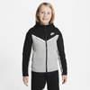 Nike Sportswear Tech Fleece Big Kids' Full-zip Hoodie In Black,dark Grey Heather,white