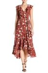max studio patterned ruffle wrap midi dress Max Studio Dresses | Green Patterned High Low Wrap Dress | Color: Green | Size: S