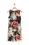 Connected Apparel Tropical Print Sleeveless Dress In Burnt Orange