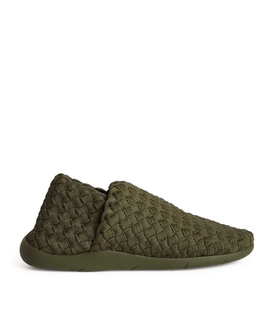 Bottega Veneta Slip On Sneakers In Woven Fabric In Green