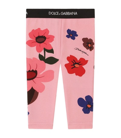 Dolce & Gabbana Babies' Kids Floral Leggings (3-30 Months) In Pink