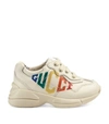 GUCCI KIDS LEATHER RHYTON SNEAKERS,17022235