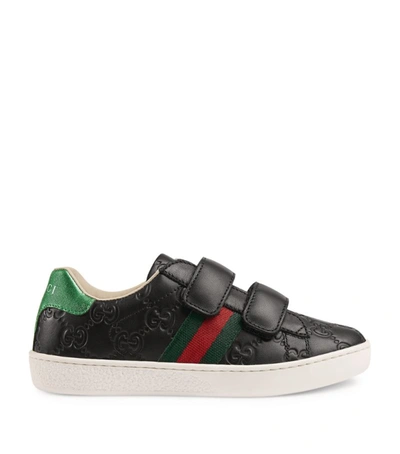Gucci Kids Leather Ace Sneakers In Black