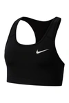 Nike Swoosh Racerback Sports Bra In Black/black/white