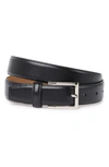 Cole Haan Feather Edge Leather Strap Belt In Black