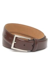 Cole Haan Feather Edge Leather Strap Belt In Brown