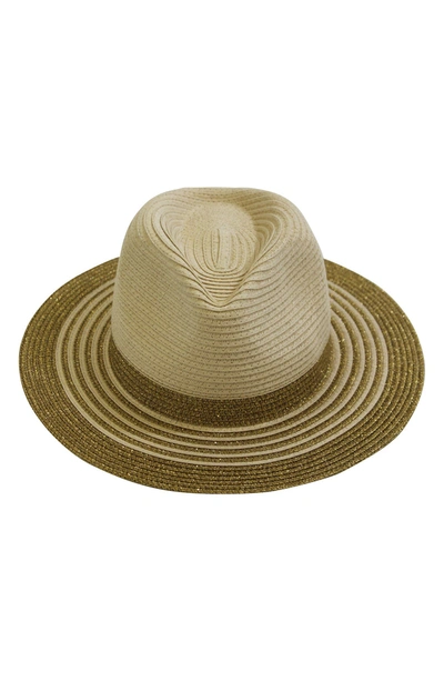 C And C California Straw Stripe Fedora Hat In Natural