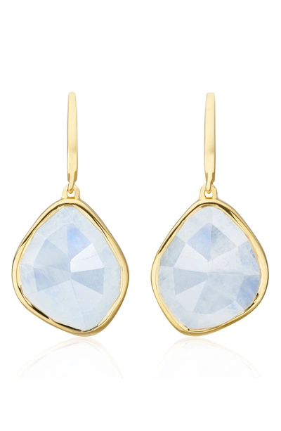 Monica Vinader Siren Nugget Semiprecious Stone Drop Earrings In Yellow Gold/ Moonstone